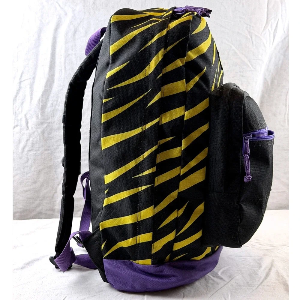 Burton Zebra Stripe Backpack Yellow Black Purple Laptop Sleeve School Travel Bag